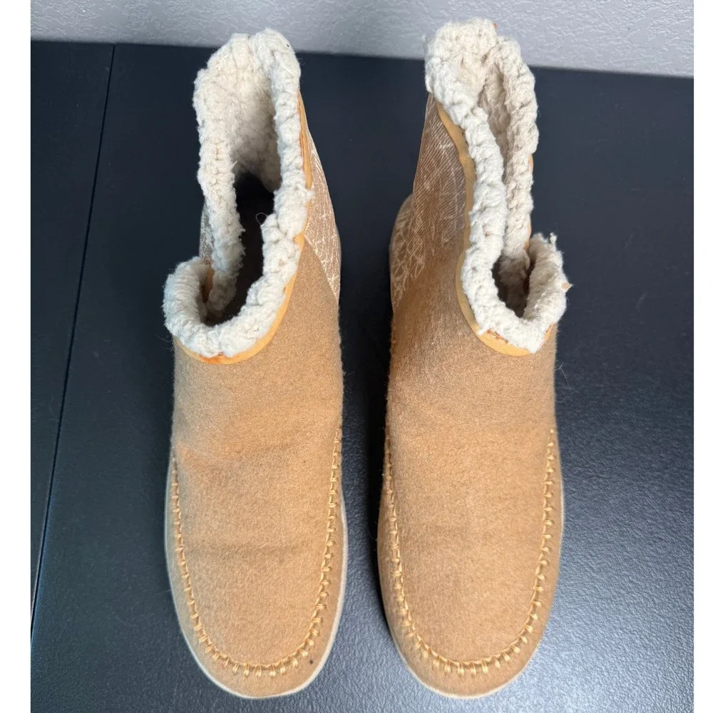 Sanuk NIce Bootah Ojai Womens Tan Faux Shearling Ankle Boots 1095069 Size 10
